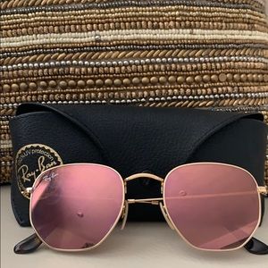 Hexagonal Flat Lens Pink Mirrored Raybans